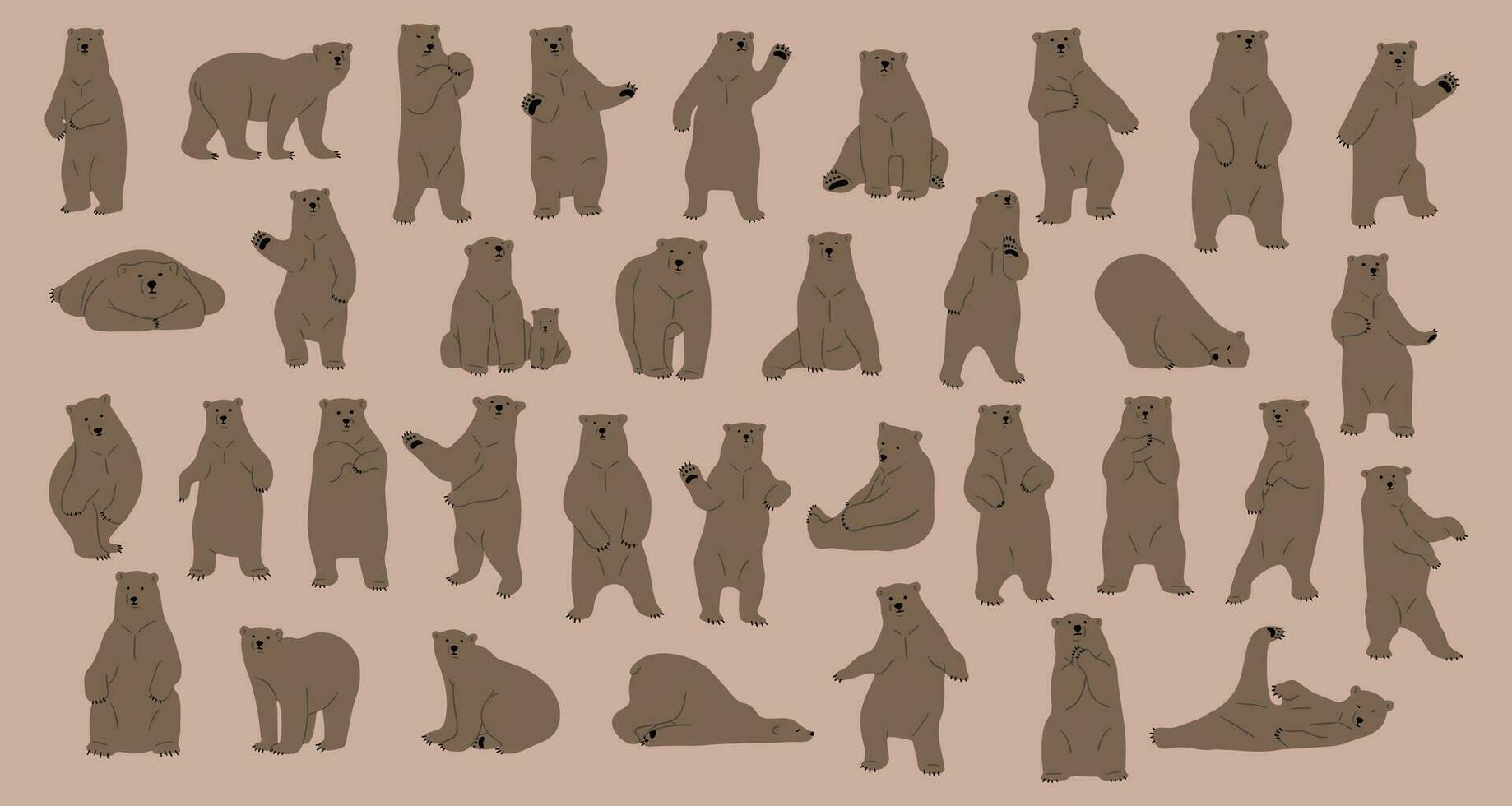 grizzly bear cute collection vector