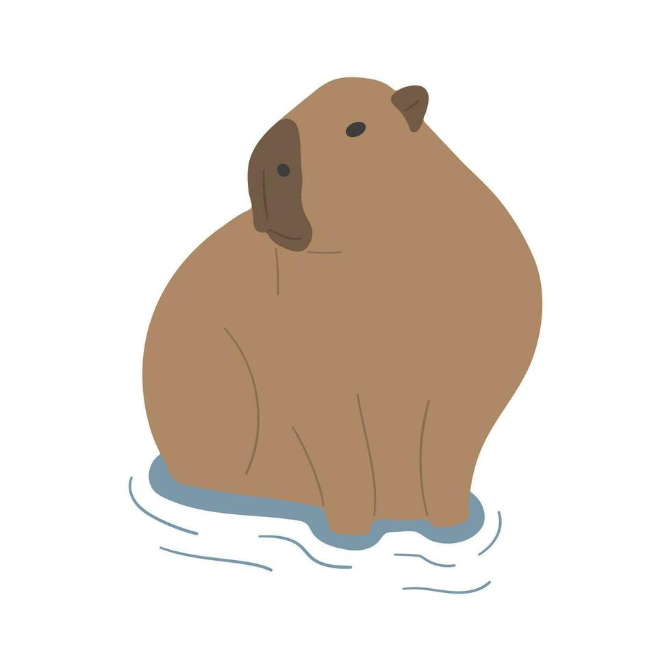 Capybara single cute vector