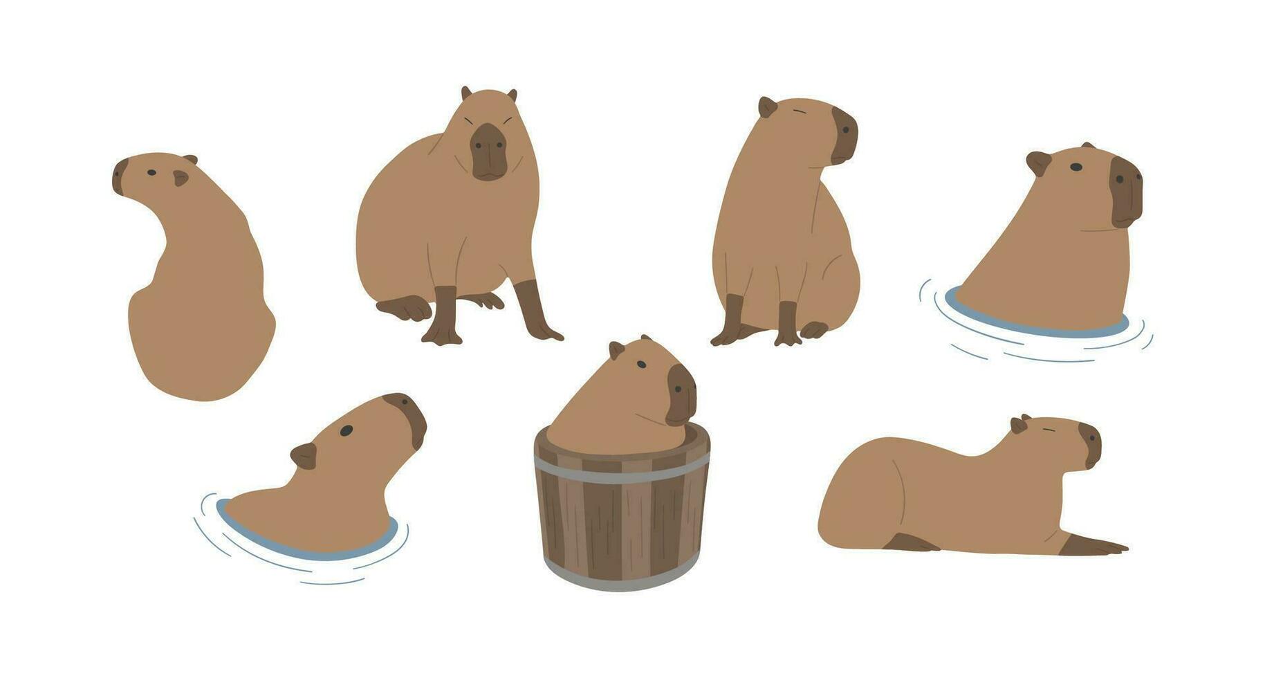 Cute capybara group vector
