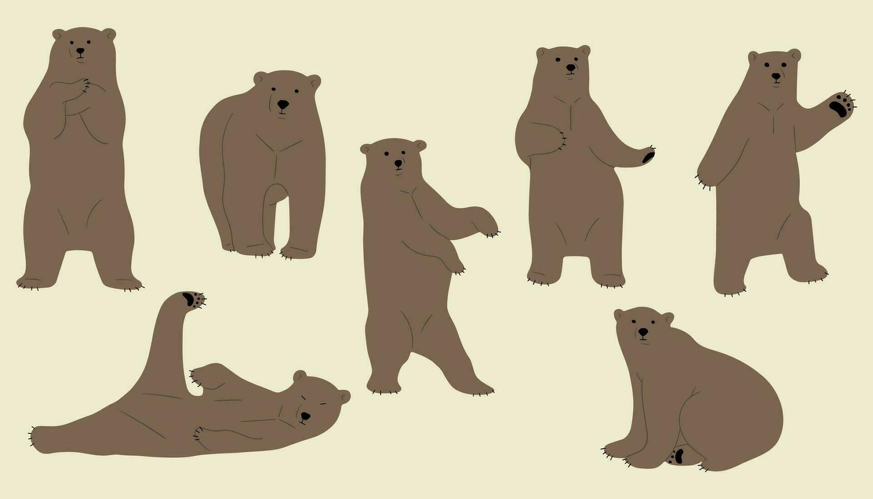 Grizzly bear cute Group vector