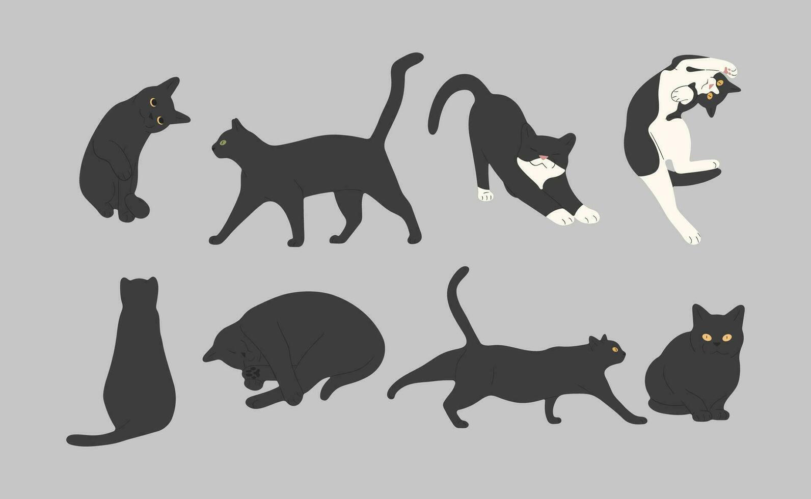 Cute black cat character vector