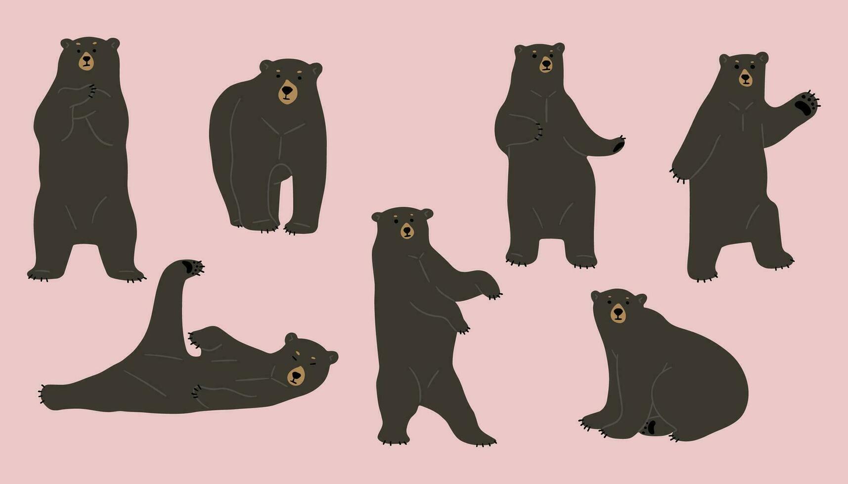 americano negro oso linda dibujos animados vector ilustración