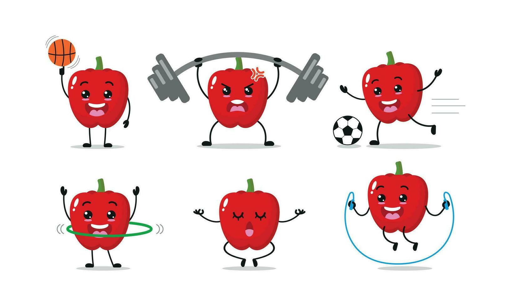 rojo pimenton diferente ejercicio deporte actividad vector ilustración pegatina campana pimienta