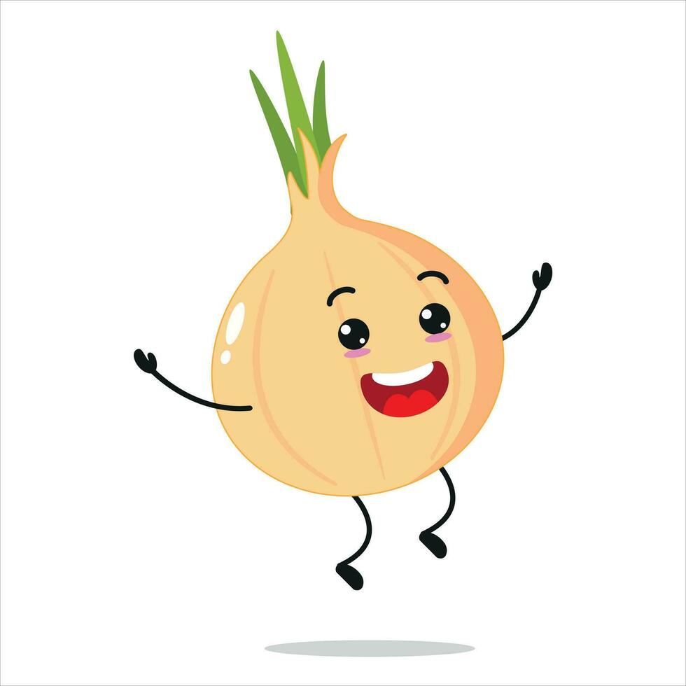 Happy Onion Jump In The Air Vector Illustration Character