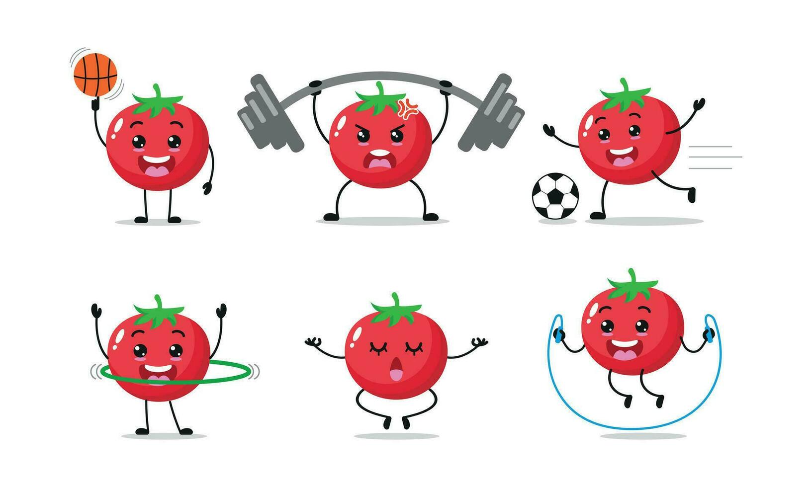 tomate deporte conjunto diferente actividad con muchos cara expresión vector