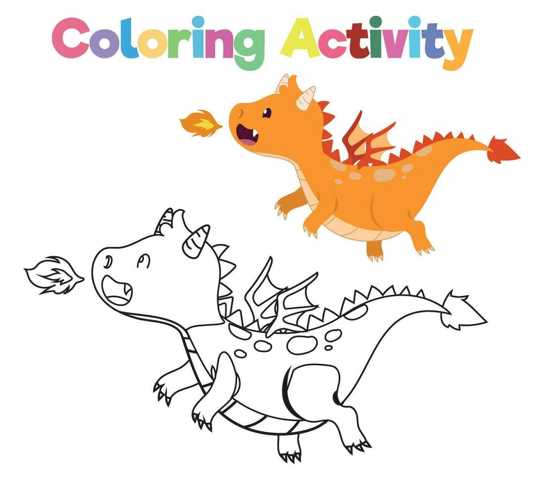 Coloring activity for children. Coloring fairy tale Medieval Kingdom. Vector file.