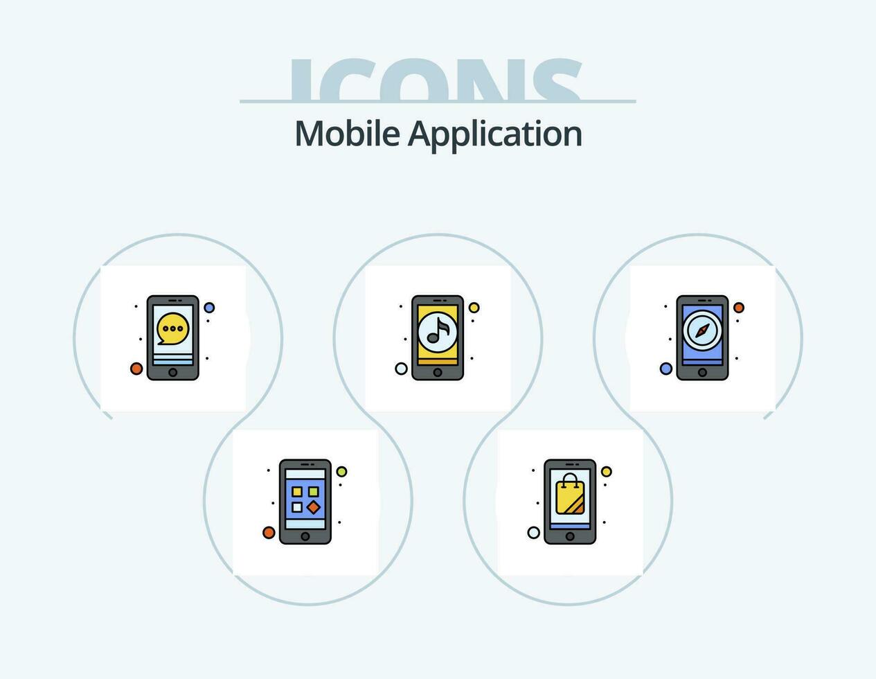 Mobile Application Line Filled Icon Pack 5 Icon Design. mobile. date. application. calendar. agenda vector