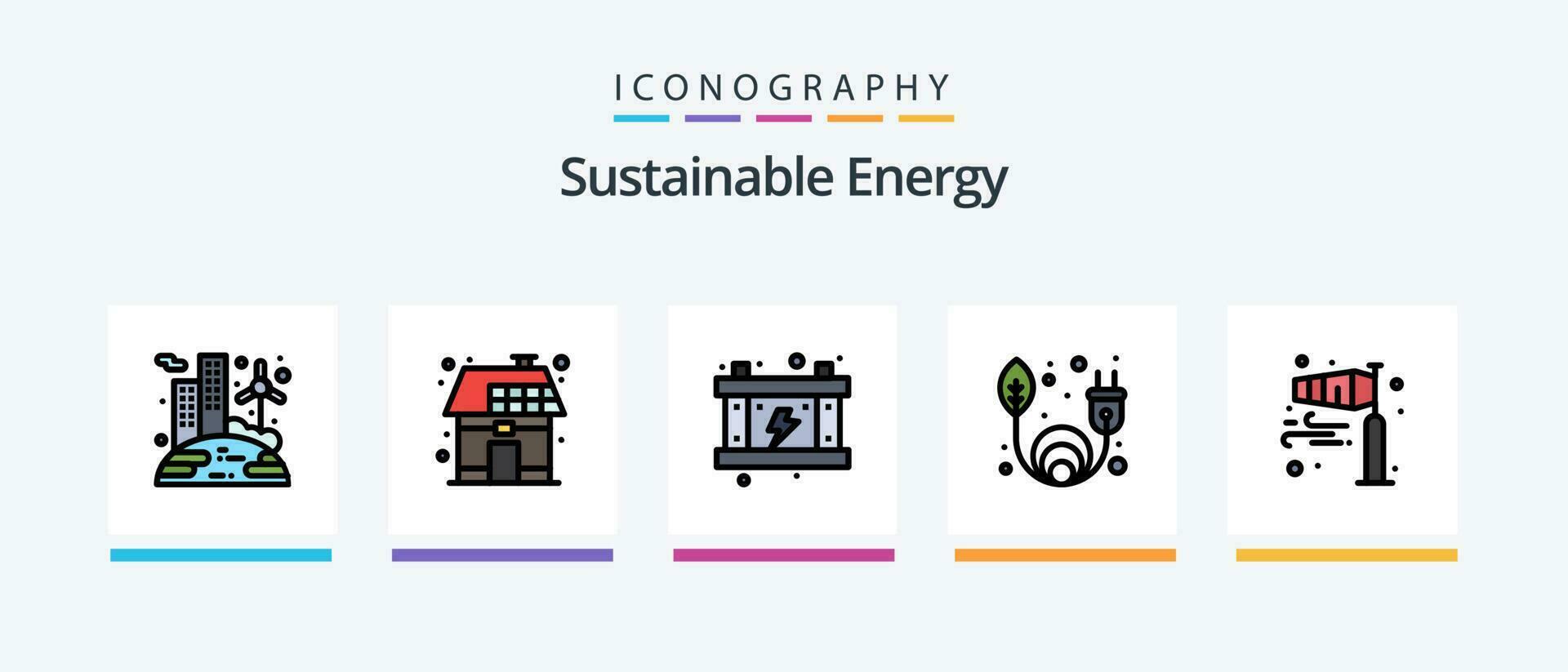 Sustainable Energy Line Filled 5 Icon Pack Including direction. nature. energy. invention. bulb. Creative Icons Design vector
