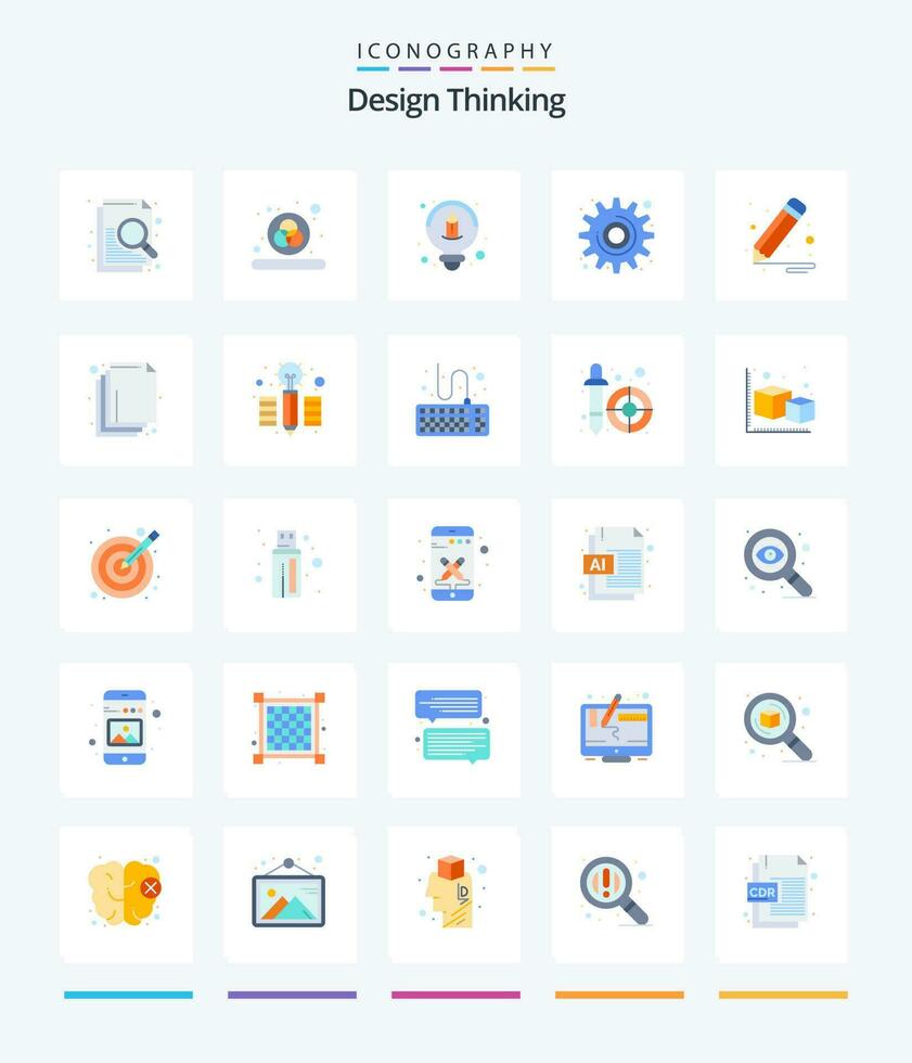 Creative Design Thinking 25 Flat icon pack  Such As pencil. idea. design. tool vector
