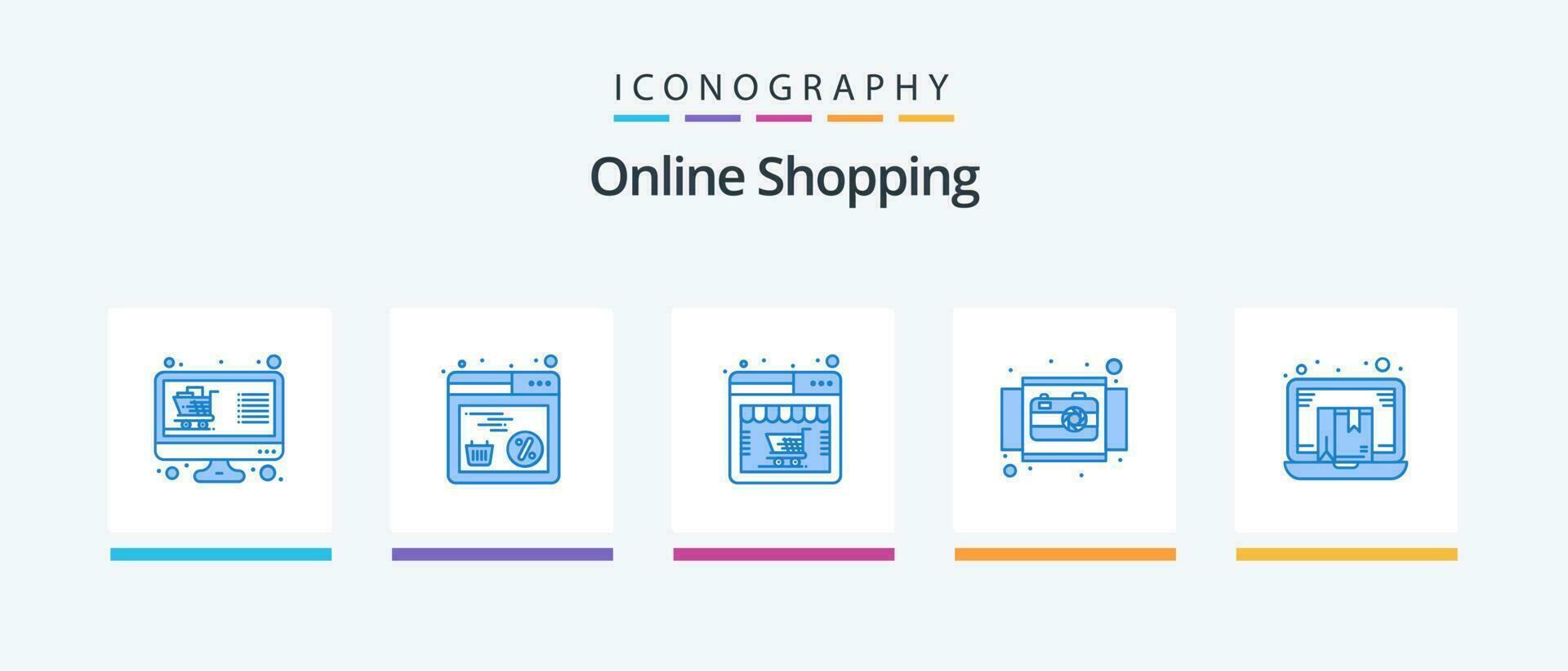 Online Shopping Blue 5 Icon Pack Including view. ecommerce. web. circle. online store. Creative Icons Design vector
