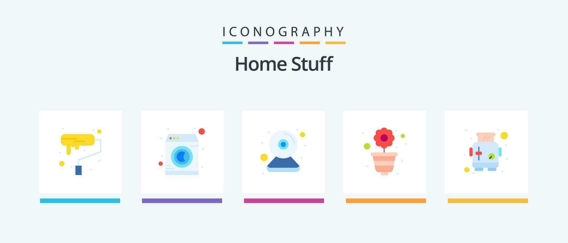 Home Stuff Flat 5 Icon Pack Including toast. decoration. cam. pot. floral. Creative Icons Design vector