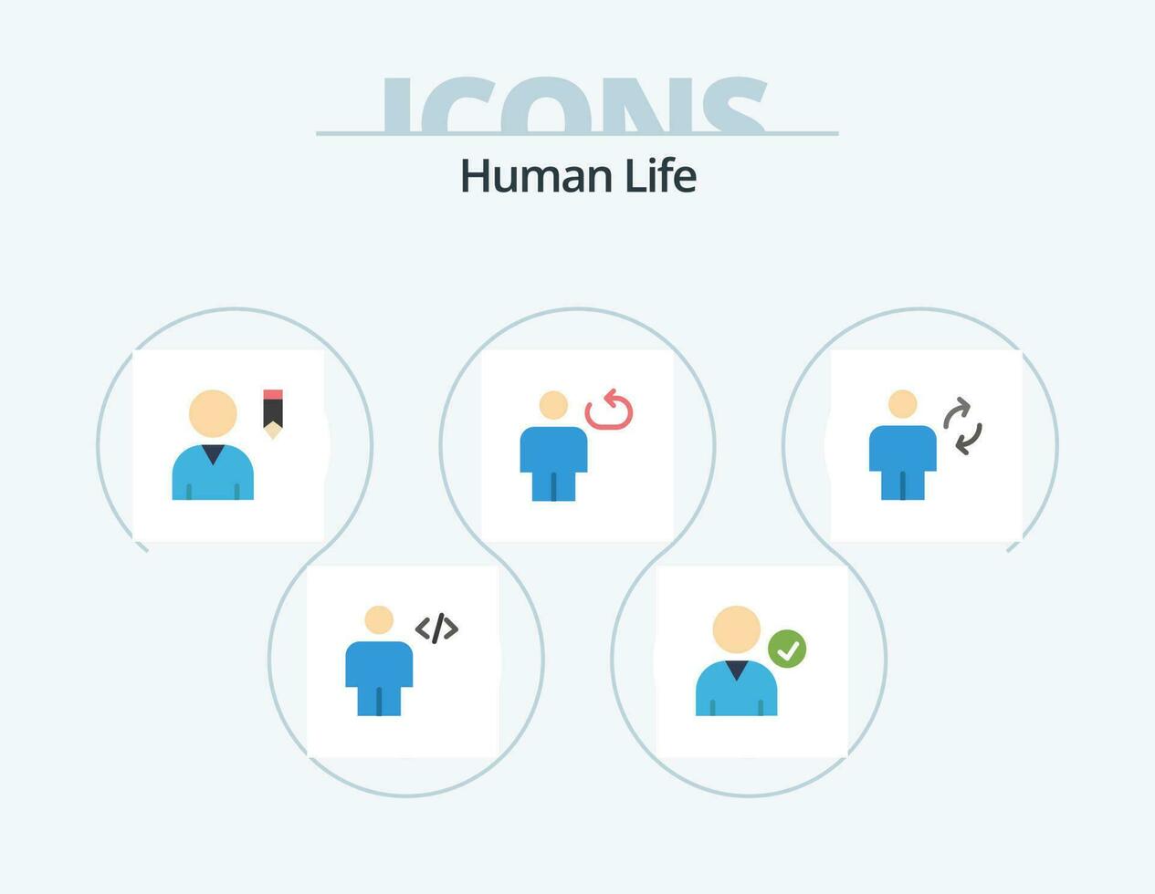 Human Flat Icon Pack 5 Icon Design. body. repeat. edit. loop. body vector