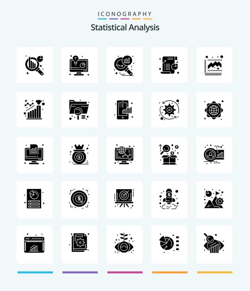 Creative Statistical Analysis 25 Glyph Solid Black icon pack  Such As graph. statistic. graph analysis. pie. chart vector