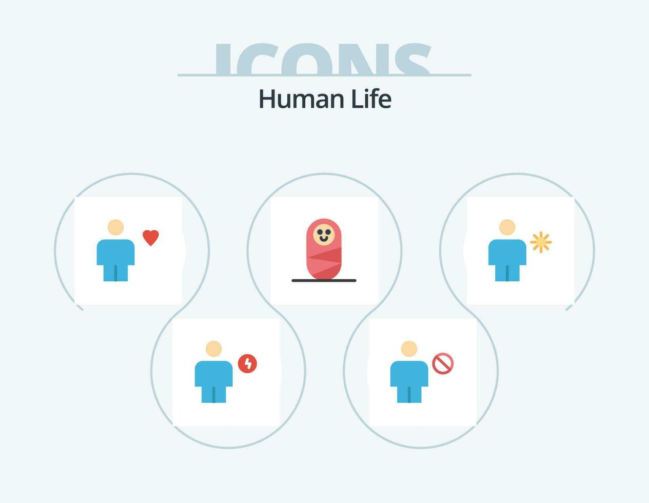Human Flat Icon Pack 5 Icon Design. avatar. child. denied. human. favorite vector