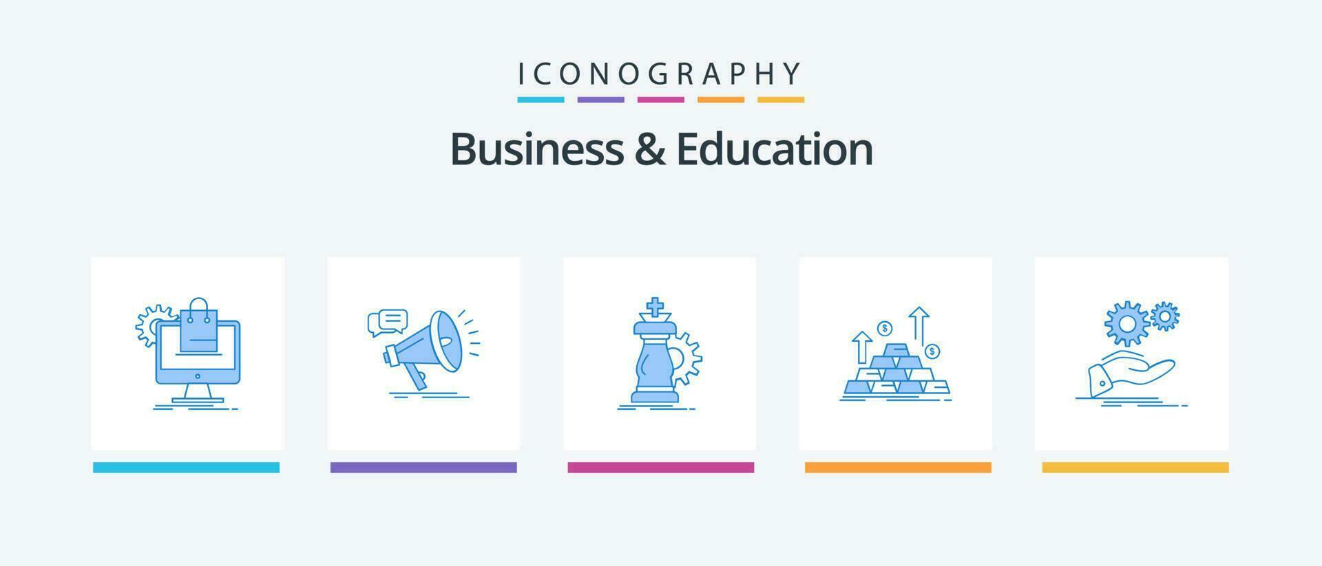 Business And Education Blue 5 Icon Pack Including cash. gold. promo. success. horse. Creative Icons Design vector