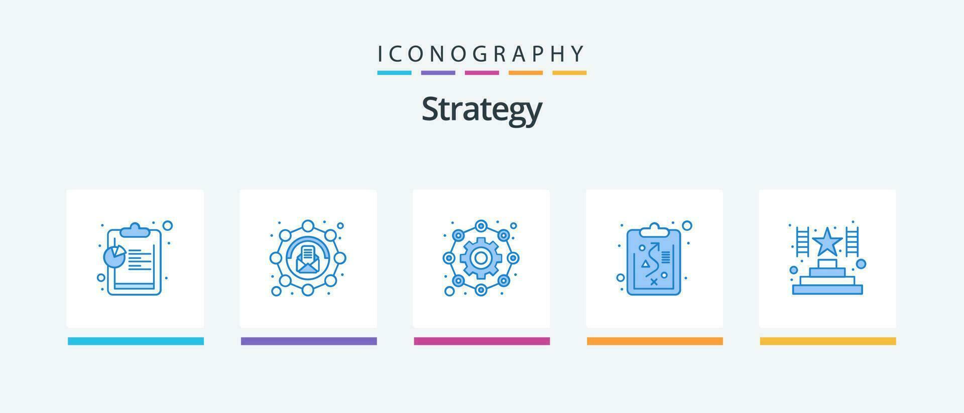 estrategia azul 5 5 icono paquete incluso . éxito. configuración. trepar. gestión. creativo íconos diseño vector