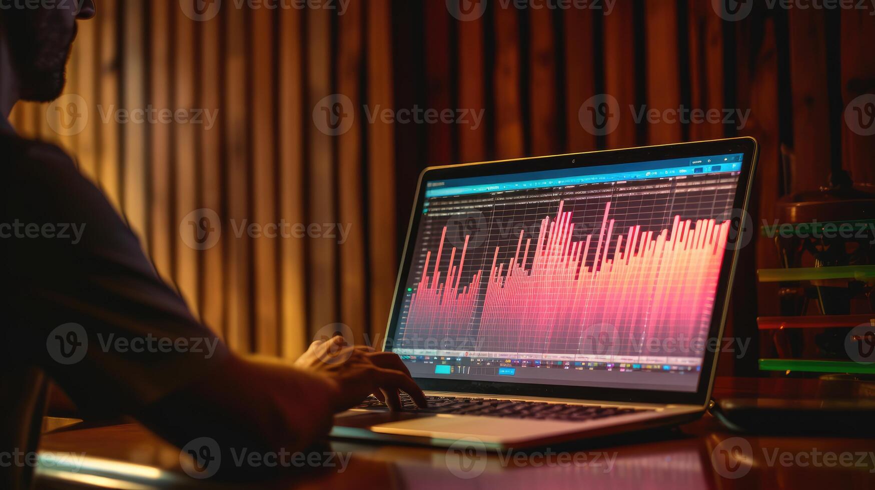 a stock graph and chart with business candlestick photo