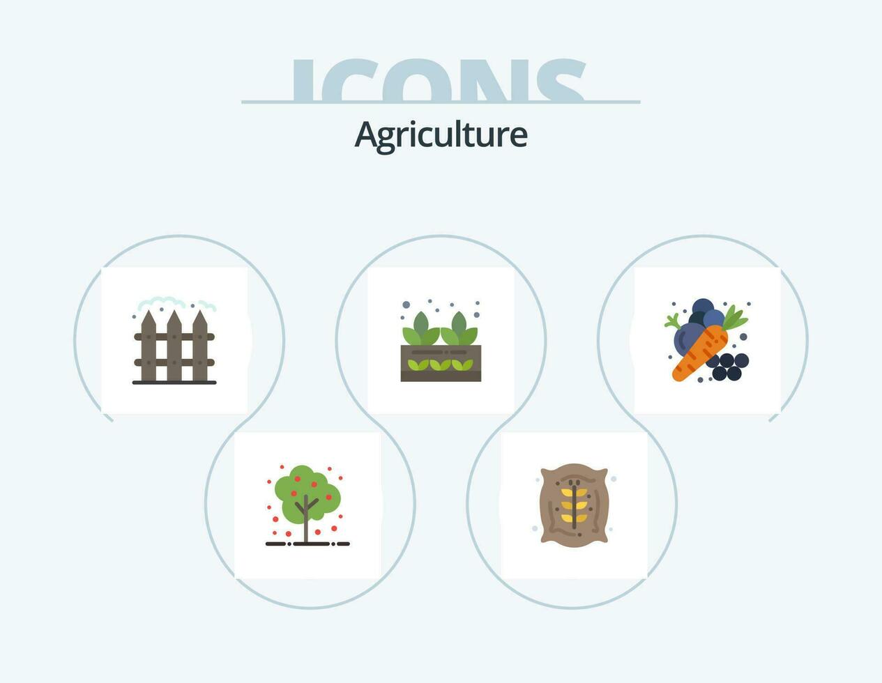 Agriculture Flat Icon Pack 5 Icon Design. carrot. plant. farm. nature. agriculture vector