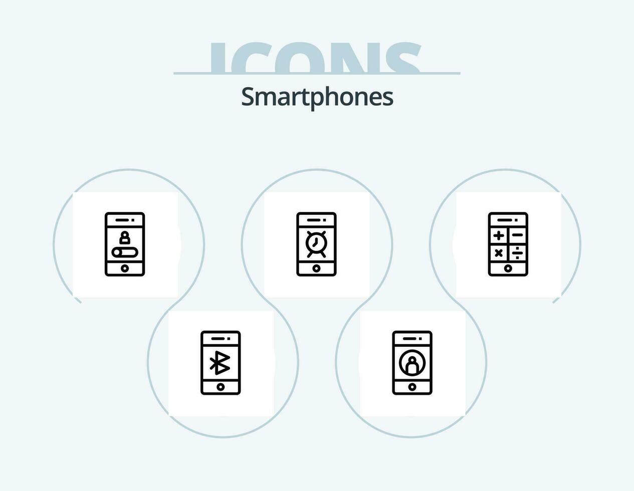 Smartphones Line Icon Pack 5 Icon Design. webcam. smartphone. message. communications. signs vector
