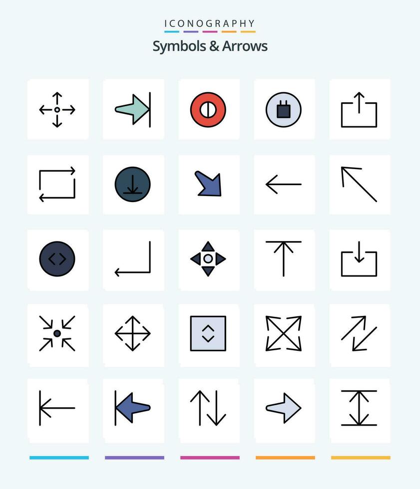 creativo símbolos y flechas 25 línea lleno icono paquete tal como flecha. círculo. simbolos repetir. flecha vector