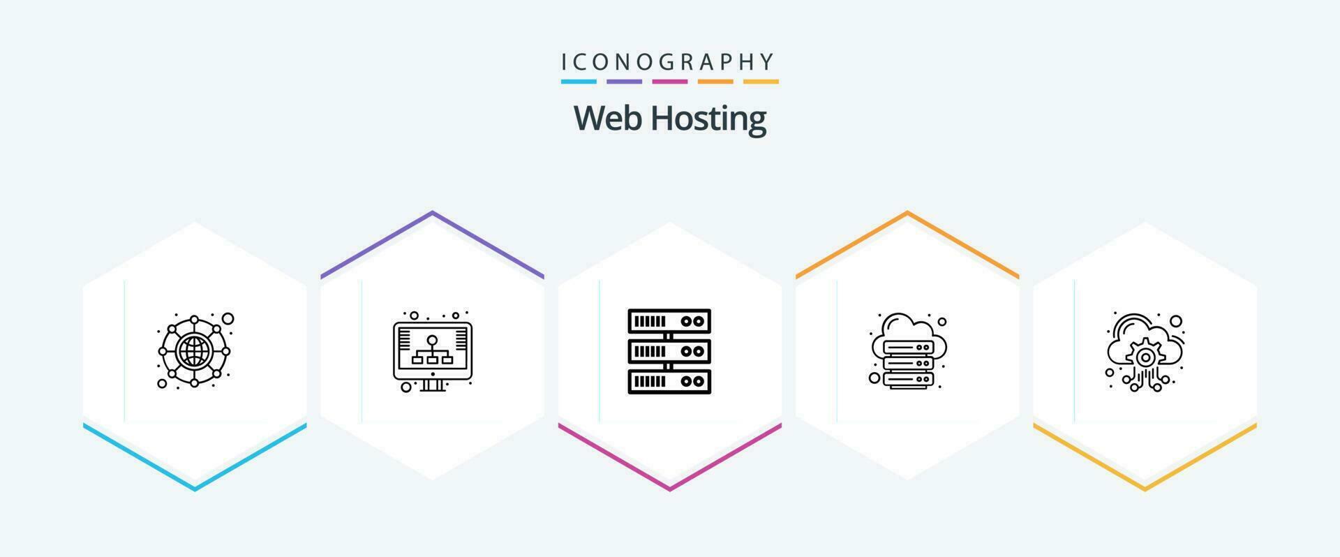 Web Hosting 25 Line icon pack including hosting. web. backup . server. hosting vector