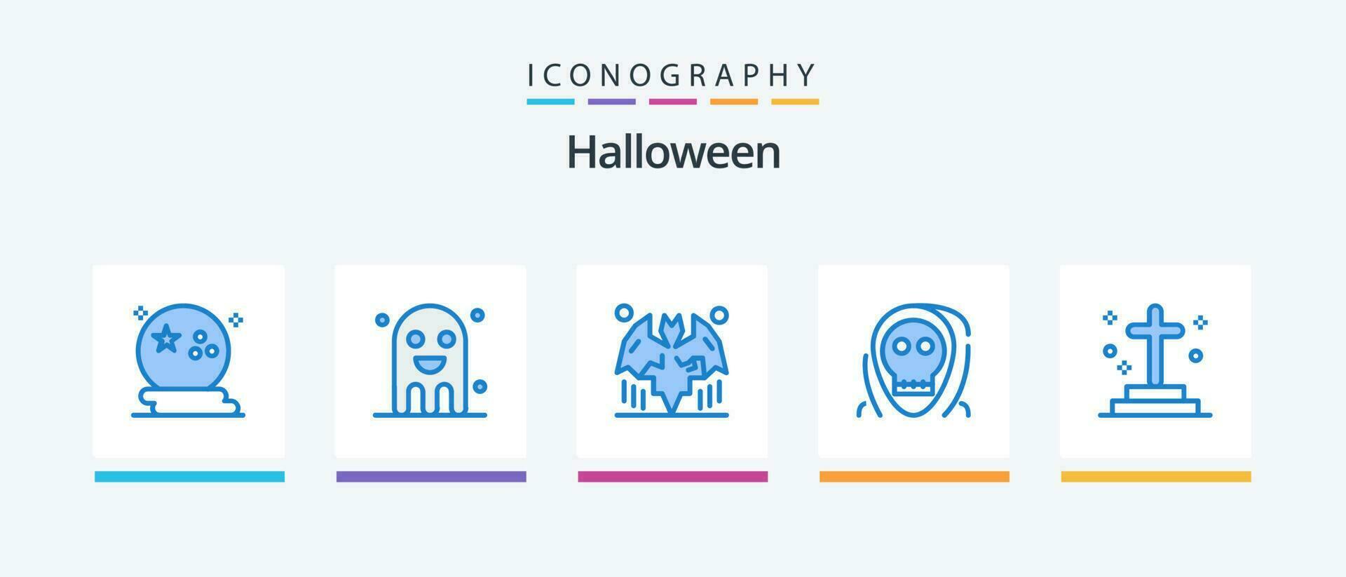 Halloween Blue 5 Icon Pack Including halloween. death. ghost. dead. halloween. Creative Icons Design vector