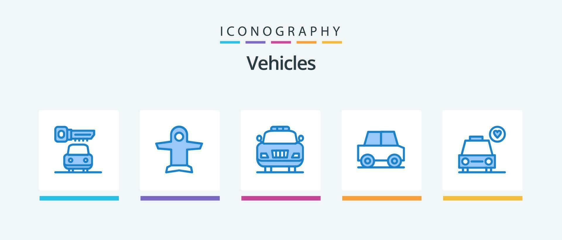 vehículos azul 5 5 icono paquete incluso . amor. emergencia. coche. viajar. creativo íconos diseño vector