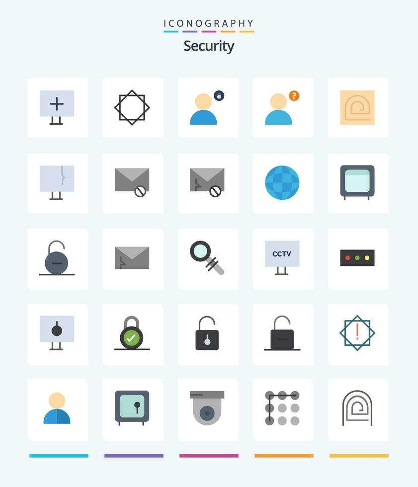 Creative Security 25 Flat icon pack  Such As fingerprint. block. account. profile. profile vector