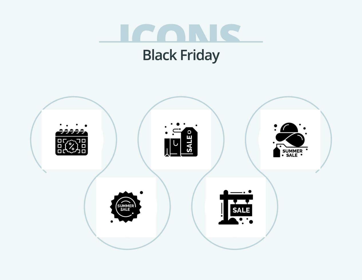 Black Friday Glyph Icon Pack 5 Icon Design. label. box. season. badge. day vector