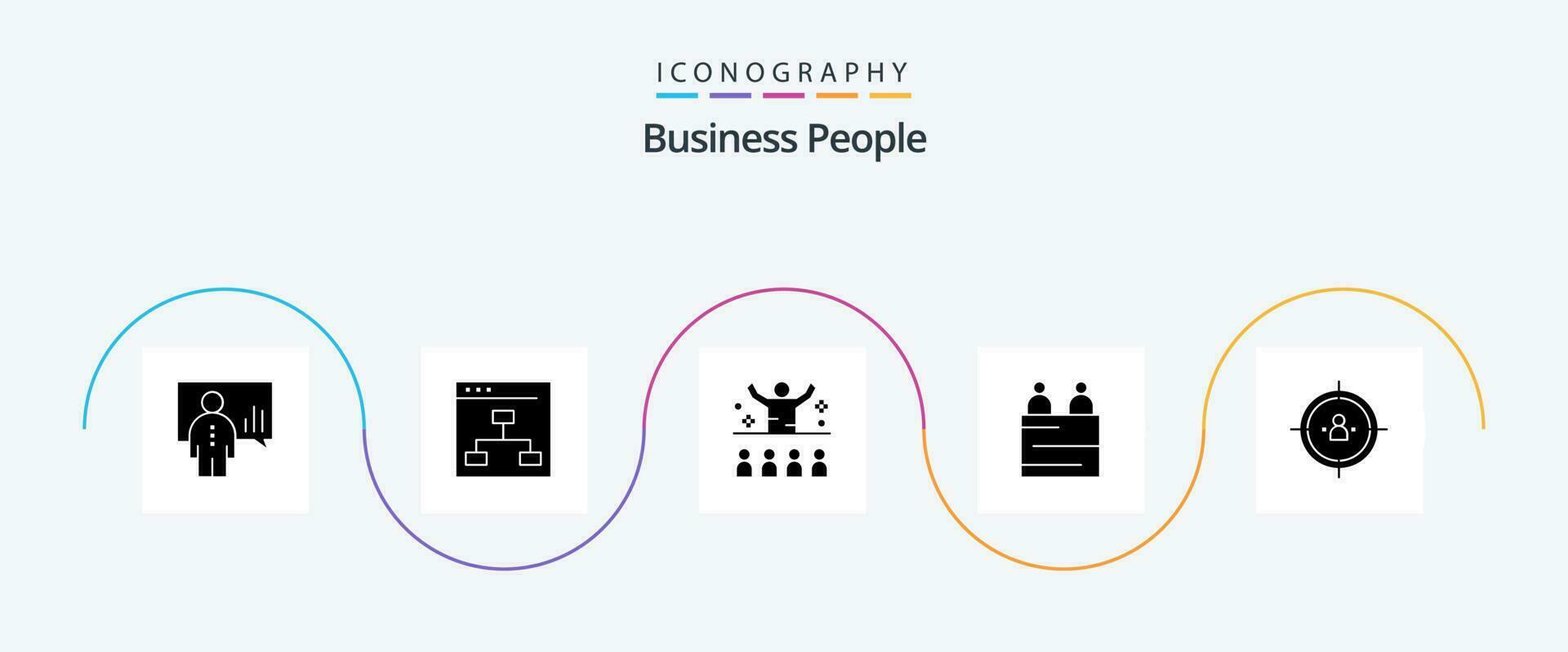 Business People Glyph 5 Icon Pack Including people. business. people. presentation. lecture vector