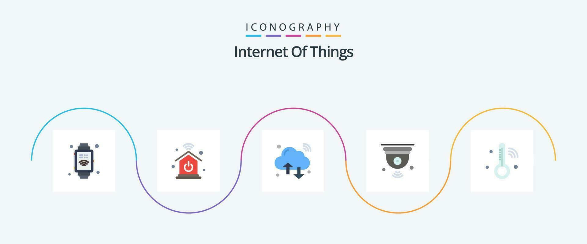 Internet de cosas plano 5 5 icono paquete incluso iot Wifi. Internet de cosas. iot Internet vector