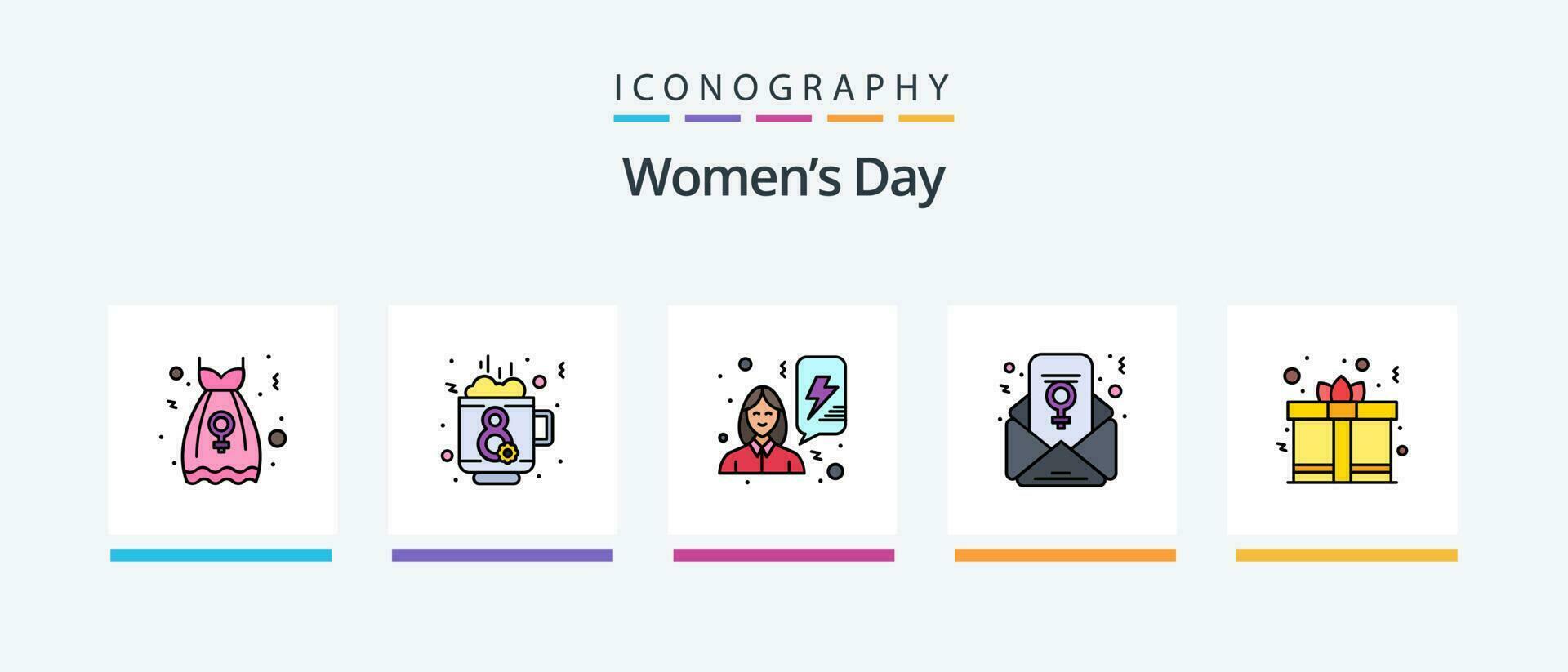 Womens Day Line Filled 5 Icon Pack Including womens. lover. heart. love. app. Creative Icons Design vector