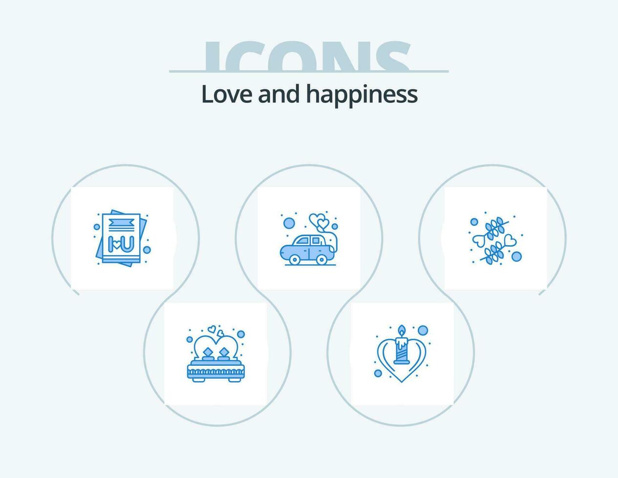 Love Blue Icon Pack 5 Icon Design. heart. romance. romance. love. car vector