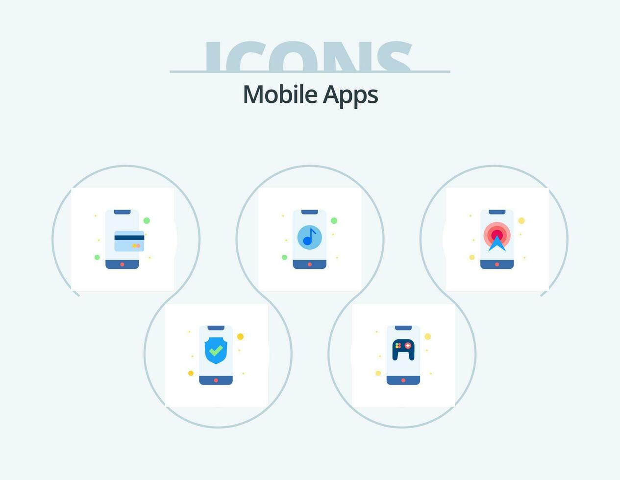 Mobile Apps Flat Icon Pack 5 Icon Design. app. music. controller. mobile. phone vector