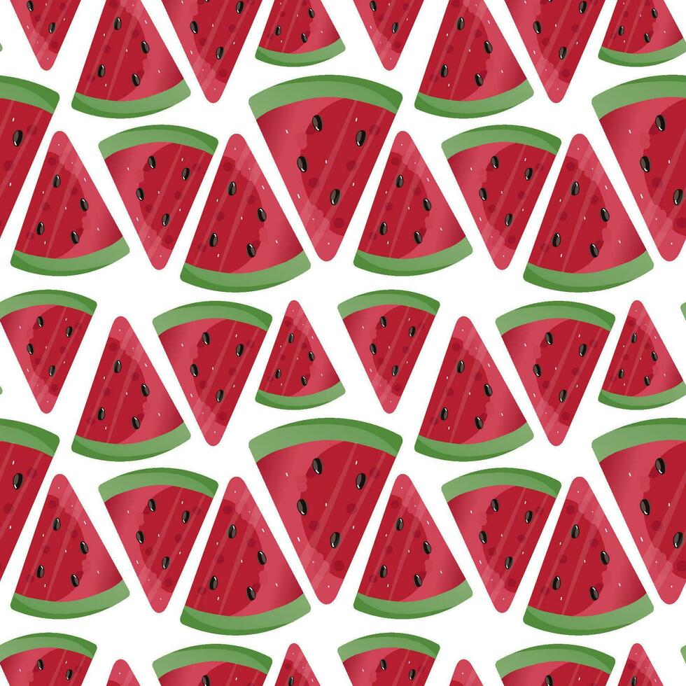 Sweet watermelon on white background with. Summer seamless pattern. Bright print for fabric. Fashion tropics funny wallpapers vector