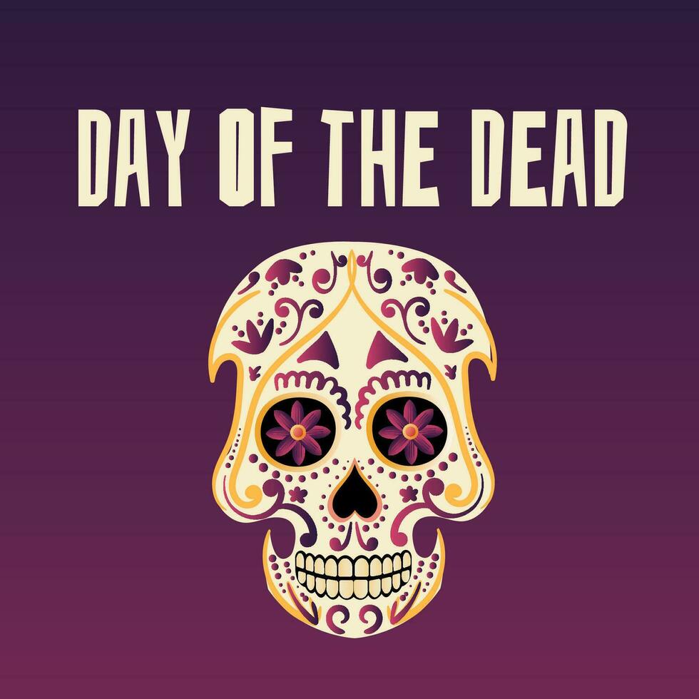 inscripción día de el muerto, bandera con vistoso mexicano flores fiesta, fiesta póster, fiesta volantes, gracioso saludo tarjeta vector