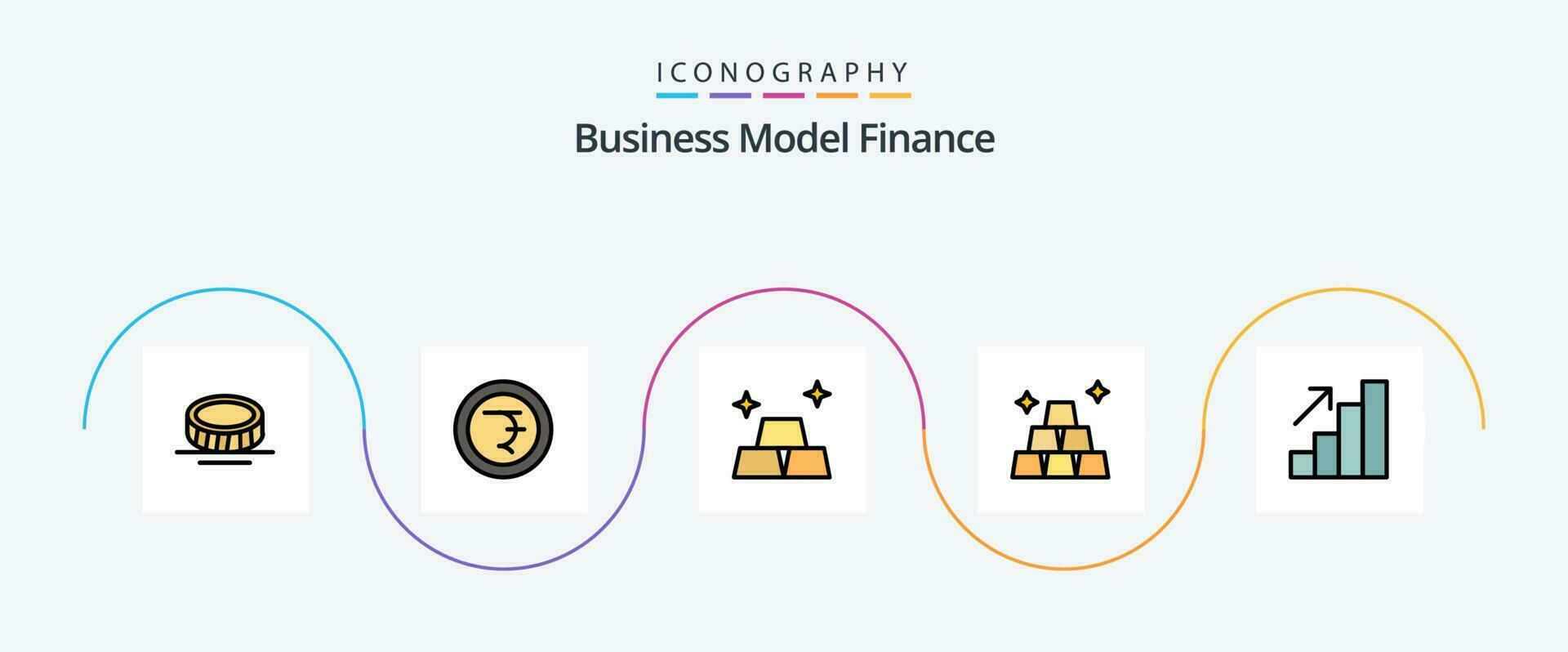 Finance Line Filled Flat 5 Icon Pack Including . money. vector