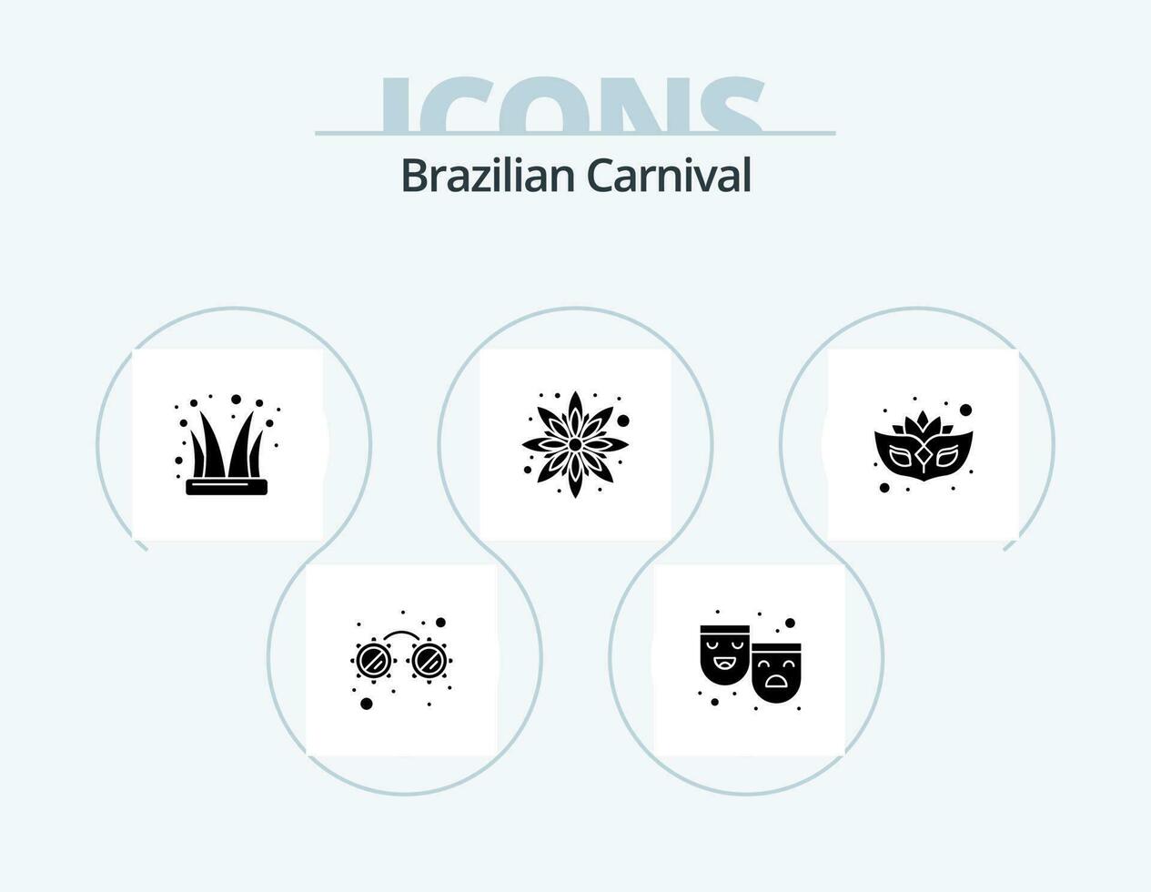 brasileño carnaval glifo icono paquete 5 5 icono diseño. mascarada. carnaval. payaso. floral. flor vector