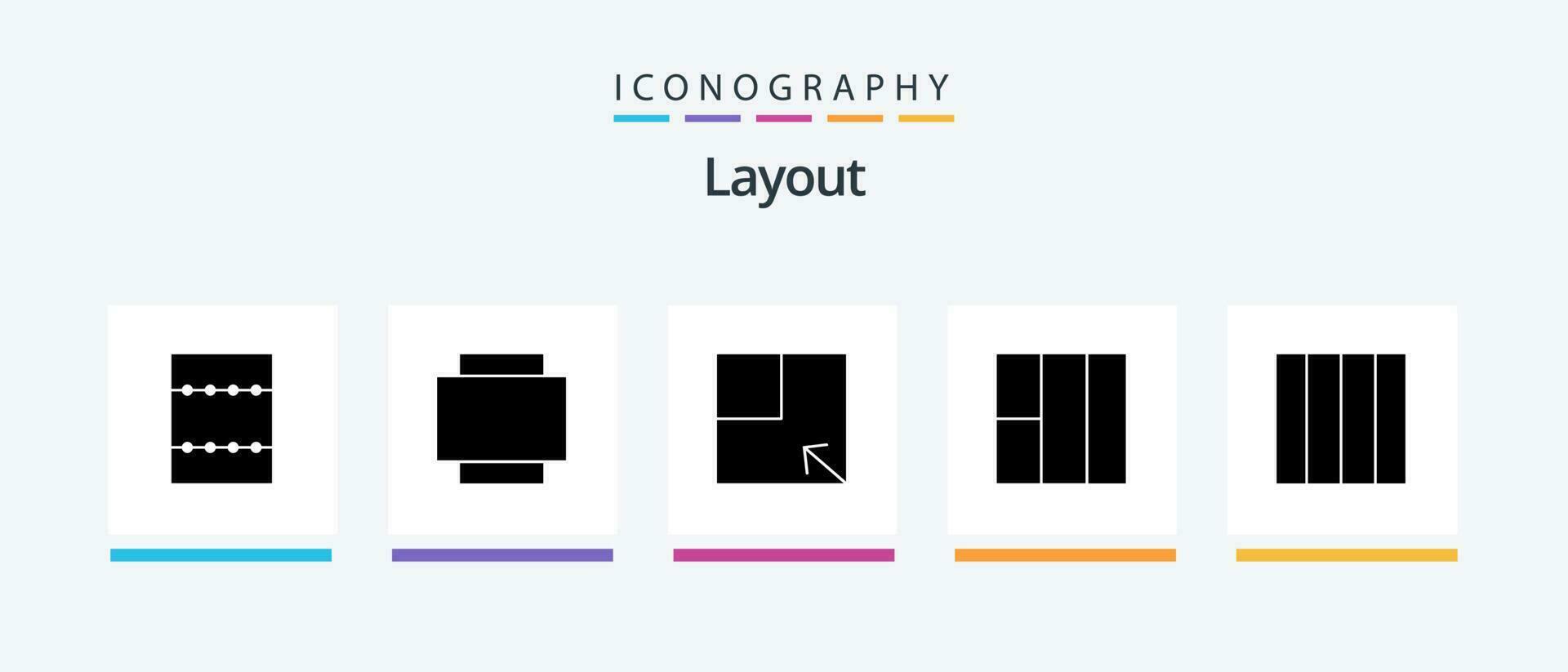 Layout Glyph 5 Icon Pack Including . layout.. Creative Icons Design vector