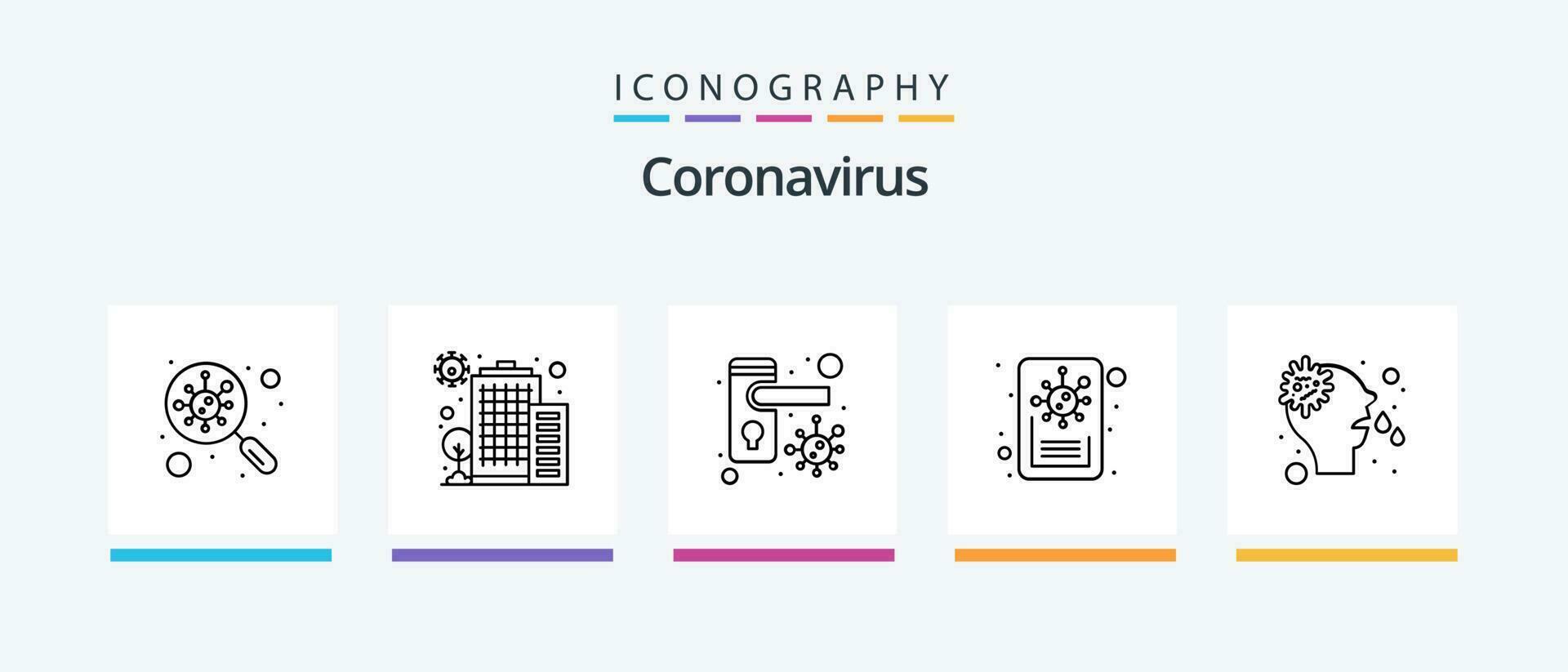 Coronavirus Line 5 Icon Pack Including infected area. building. allergy. virus. anatomy. Creative Icons Design vector