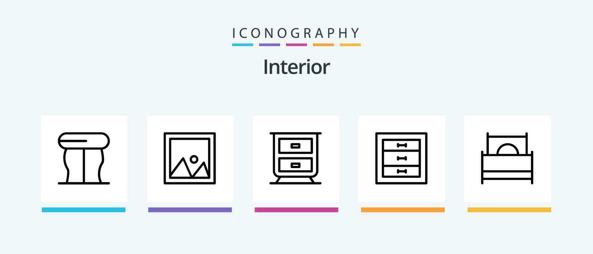 interior línea 5 5 icono paquete incluso entrada. ventana. ventana. interior. vaso. creativo íconos diseño vector