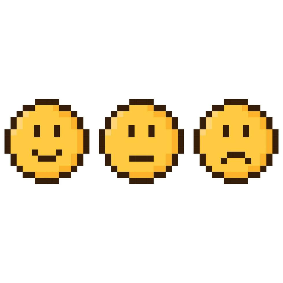 Different smile pixel art style. Vector icon