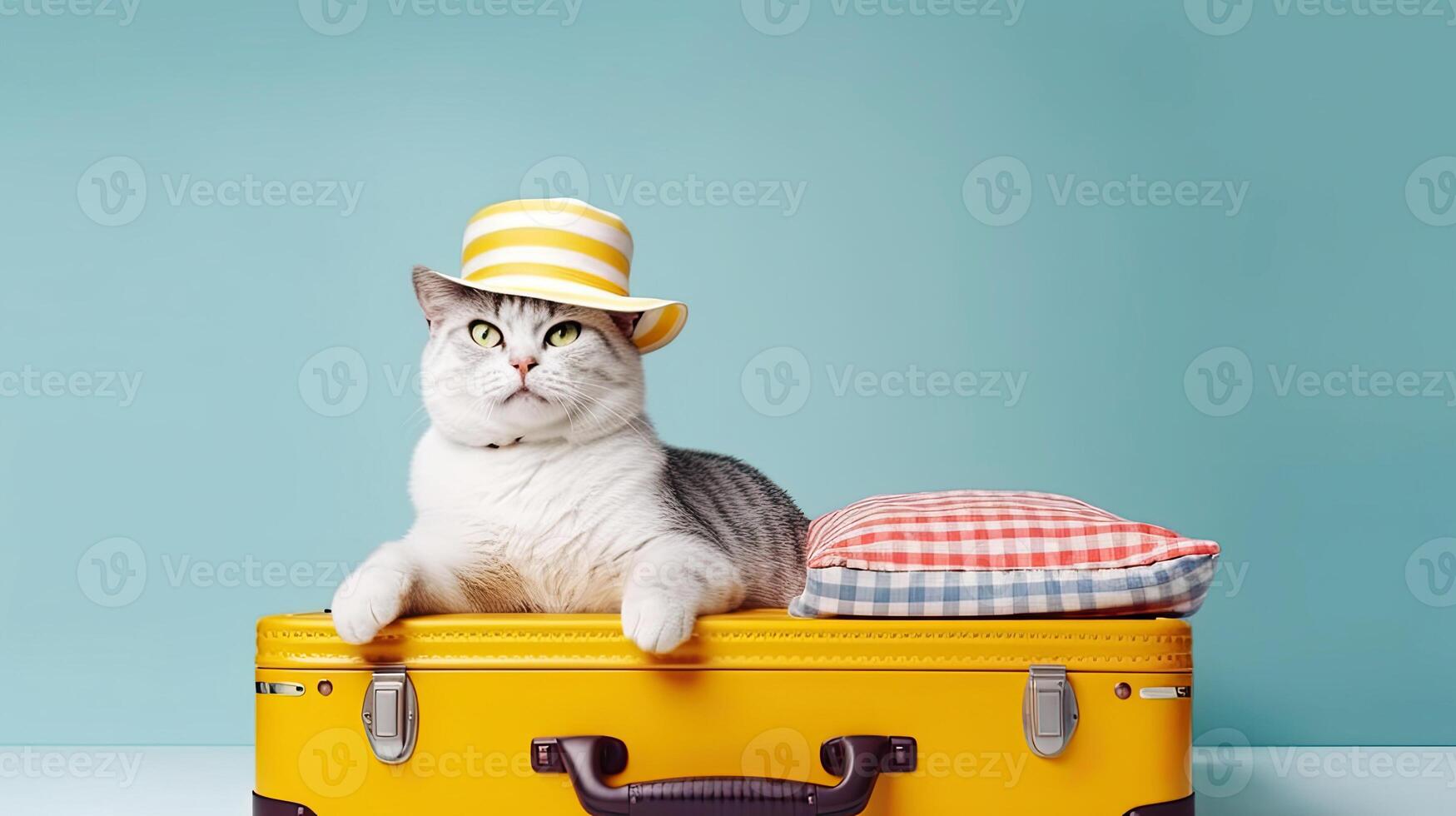 Funny cat in a suitcase. photo