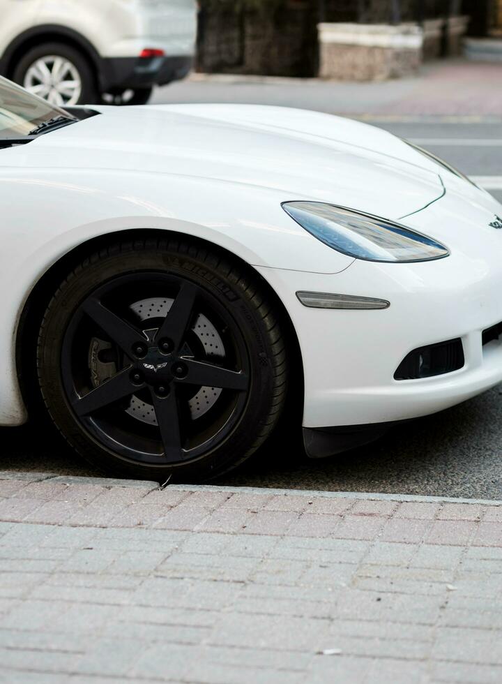 Minsk, Belarus, June 2023 - White Chevrolet Corvette Z06 photo