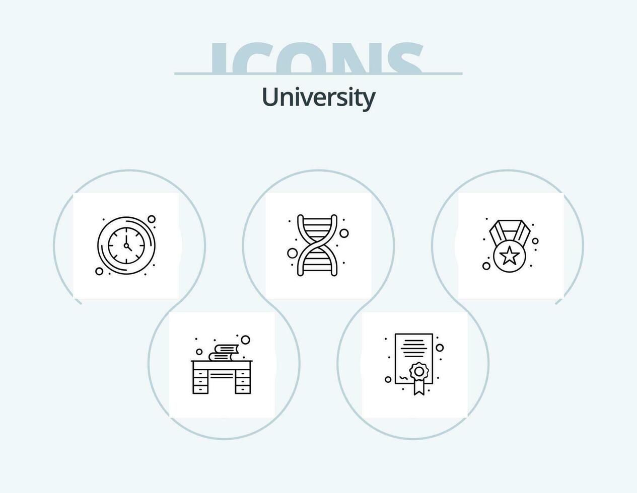 University Line Icon Pack 5 Icon Design. time. online. highlighter. homework. assignment vector