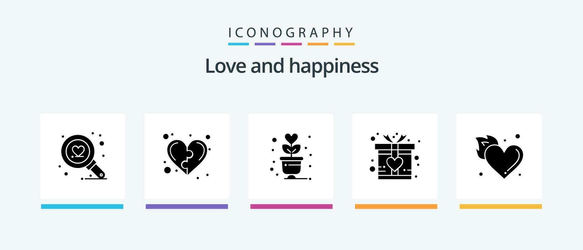 Love Glyph 5 Icon Pack Including heart. fire. lifestyle. present. gift. Creative Icons Design vector