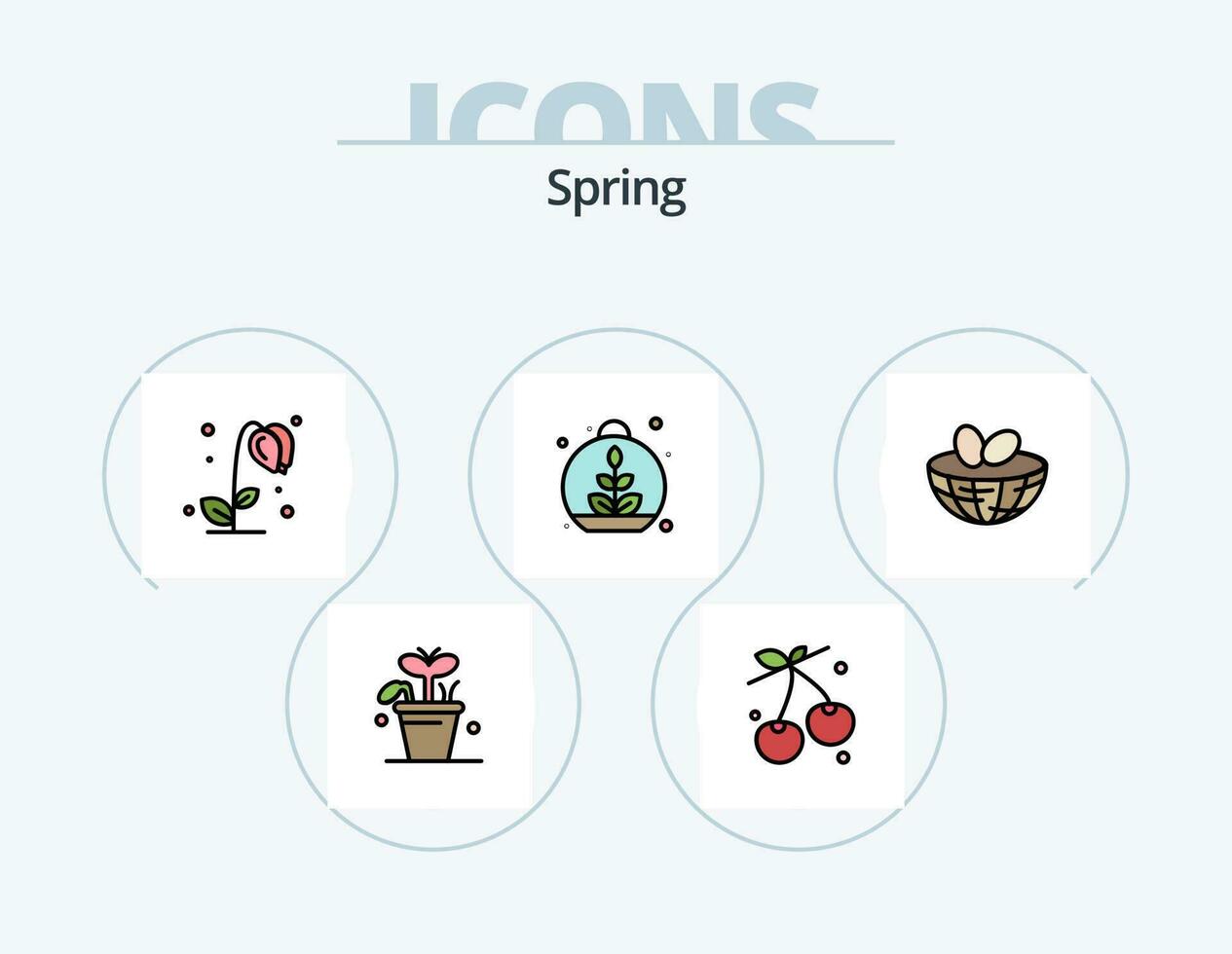 Spring Line Filled Icon Pack 5 Icon Design. brightness. spring flower. sub flower. flower. anemone vector