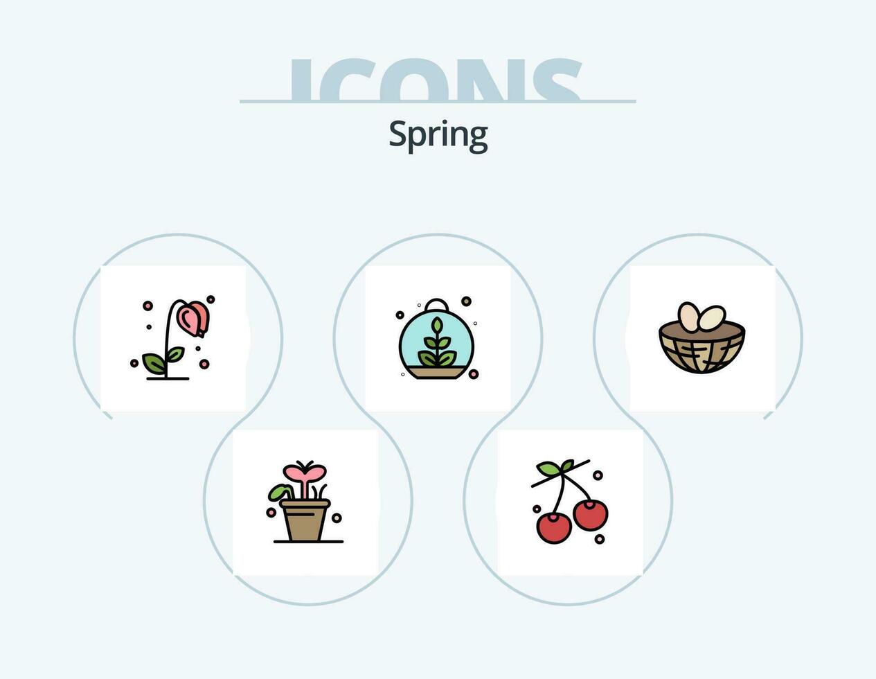 primavera línea lleno icono paquete 5 5 icono diseño. brillo. primavera flor. sub flor. flor. anémona vector