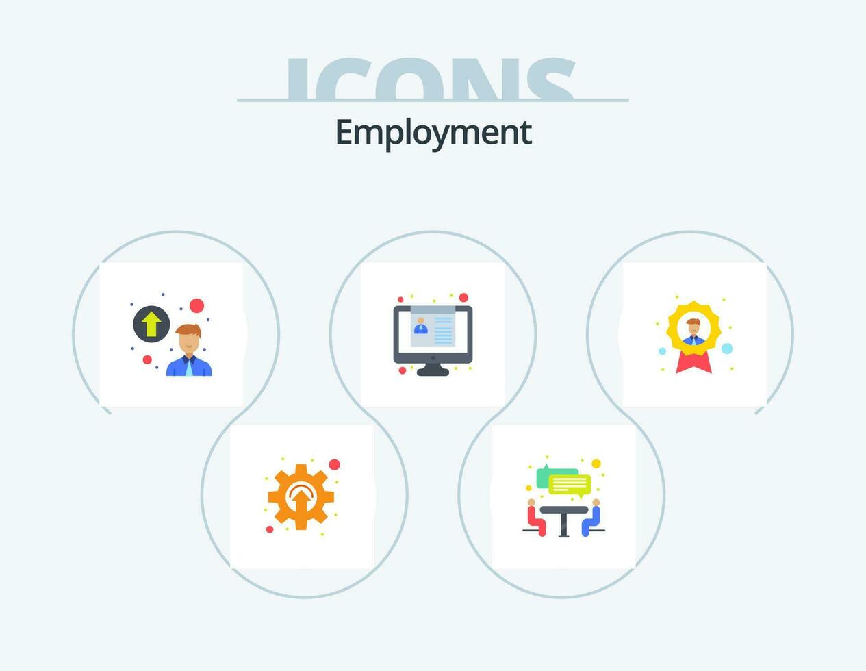 Employment Flat Icon Pack 5 Icon Design. employee. avatar. professional growth. achievement. job application vector