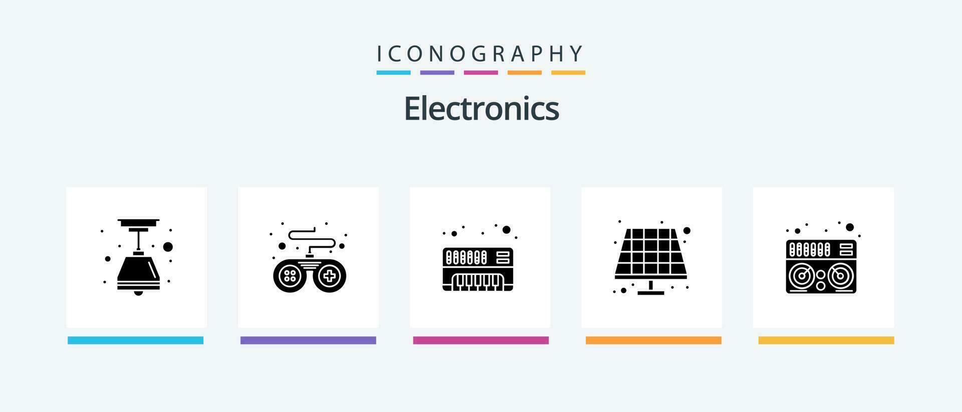 Electronics Glyph 5 Icon Pack Including . synthesizer. music. midi. Creative Icons Design vector